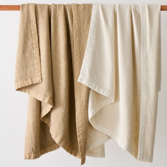 ❤️BUY 2 GET 1 FREE  Viscose Linen Throw, Alabaster, Retail $129 - Picture 2 of 9